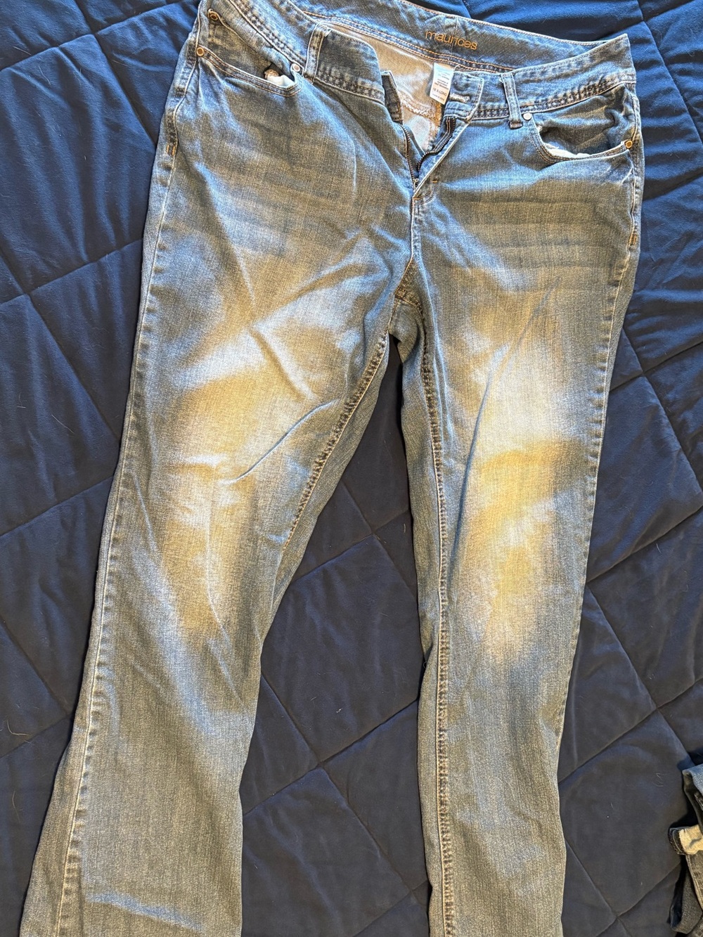 Maurices Light Blue Denim Jeans with Gold Embroidery